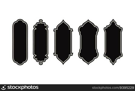 Set of silhouettes of Islamic windows.Arab frame set.Ramadan kareem simbol icon.