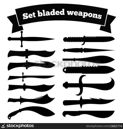 Set of silhouettes of knives