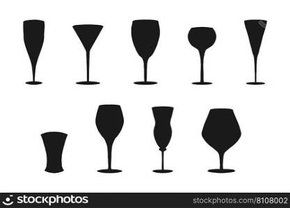 Set of silhouettes of various liquor glasses Vector Image