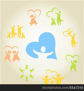 Set of silhouettes on a theme a family and love, a vector illustration
