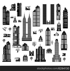 Set of silhouettes on a theme city