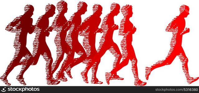 Set of silhouettes. Runners on sprint, men and woman. Set of silhouettes. Runners on sprint, men and woman.