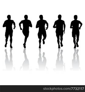 Set of silhouettes. Runners on sprint men on white background.. Set of silhouettes. Runners on sprint men on white background