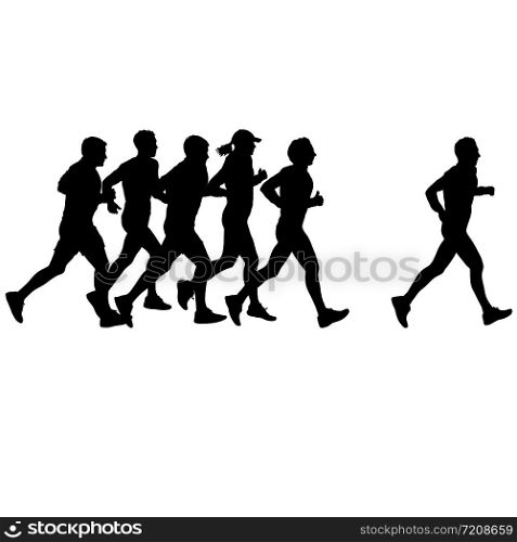 Set of silhouettes. Runners on sprint men.. Set of silhouettes. Runners on sprint, men