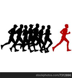 Set of silhouettes. Runners on sprint men.. Set of silhouettes. Runners on sprint, men