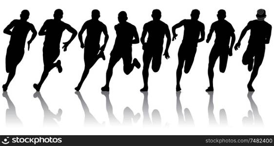 Set of silhouettes Runners on sprint men.. Set of silhouettes Runners on sprint, men
