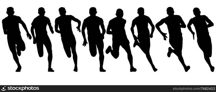 Set of silhouettes Runners on sprint men.. Set of silhouettes Runners on sprint, men