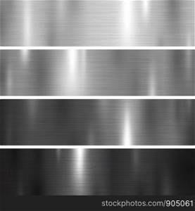 Set of silver and black color metal texture background vector illustration