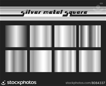 Set of silver gradient square. Metallic texture pattern. Vector illustration. Silver gradient square
