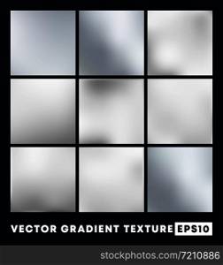 Set of silver gradient texture pattern background. Vector illustartion.. Set of silver gradient texture pattern background. Vector illustartion
