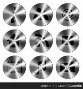 Set of Silver Metallic Icons Isolated on white
