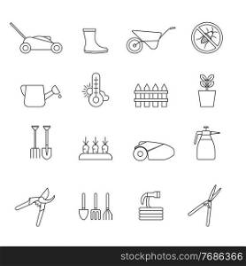 Set of Simple farm and gardening icon in trendy line style isolated on white background for web apps and mobile concept. Vector Illustration. EPS10. Set of Simple farm and gardening icon in trendy line style isolated on white background for web apps and mobile concept. Vector Illustration