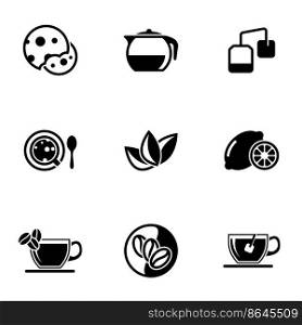 Set of simple icons on a theme Biscuits, tea, drink, coffee, lemon, lime, vector, set. White background