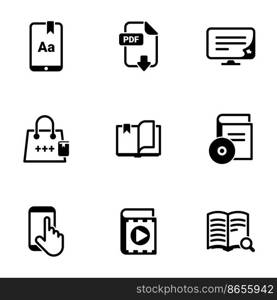 Set of simple icons on a theme book, vector, design, collection, flat, sign, symbol,element, object, illustration, isolated. White background