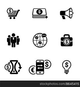 Set of simple icons on a theme Business, marketing, finance, advertising , vector, set. White background
