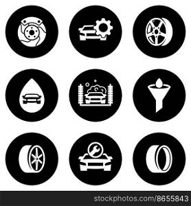 Set of simple icons on a theme Car service, vector, design, collection, flat, sign, symbol,element, object, illustration, isolated. White background