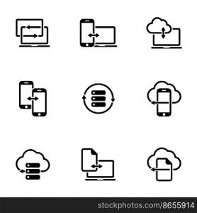 Set of simple icons on a theme Data exchange, vector, design, collection, flat, sign, symbol,element, object, illustration, isolated. White background