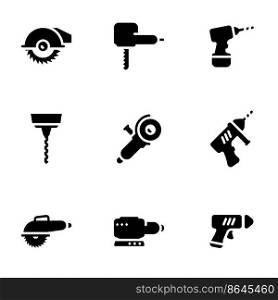 Set of simple icons on a theme electric work tools , vector, set. White background