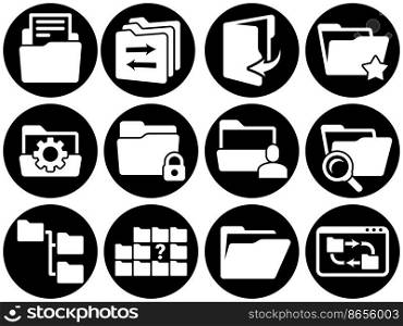 Set of simple icons on a theme Folder, documents, files, vector, design, collection, flat, sign, symbol,element, object, illustration. White background