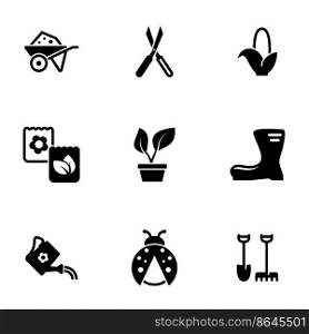 Set of simple icons on a theme Garden, garden, farming, vector, set. White background