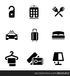 Set of simple icons on a theme Hotel, moving, traveling, vector, set. White background