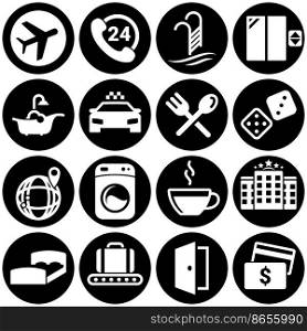 Set of simple icons on a theme Hotel, vector, design, collection, flat, sign, symbol,element, object, illustration. White background