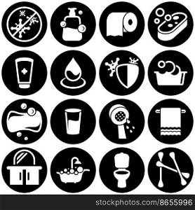 Set of simple icons on a theme Hygiene, sanitation, latrine, vector, design, collection, flat, sign, symbol,element, object, illustration. White background