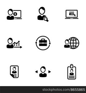 Set of simple icons on a theme Job, vector, design, collection, flat, sign, symbol,element, object, illustration, isolated. White background