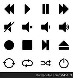 Set of simple icons on a theme Media player, vector, set. White background