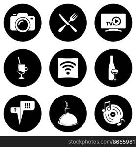 Set of simple icons on a theme modern cafe, vector, design, collection, flat, sign, symbol,element, object, illustration, isolated. White background