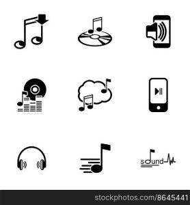 Set of simple icons on a theme Music, sound , vector, set. White background
