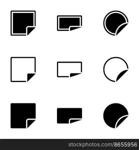 Set of simple icons on a theme paper with folded corners of the page, vector, design, collection, flat, sign, symbol,element, object, illustration, isolated. White background