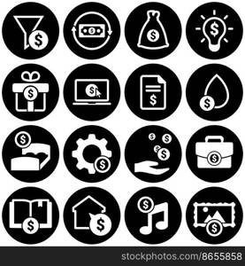 Set of simple icons on a theme Passive income, vector, design, collection, flat, sign, symbol,element, object, illustration, isolated. White background
