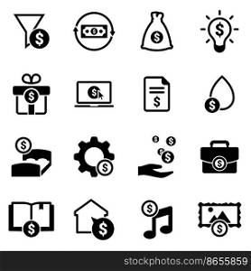 Set of simple icons on a theme Passive income, vector, design, collection, flat, sign, symbol,element, object, illustration, isolated. White background