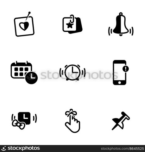 Set of simple icons on a theme Reminder, notice, attention, vector, set. White background