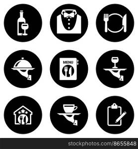 Set of simple icons on a theme Restaurant, vector, design, collection, flat, sign, symbol,element, object, illustration, isolated. White background