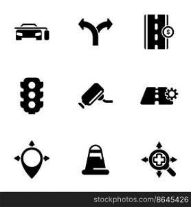 Set of simple icons on a theme Road, traffic, car, vector, set. White background