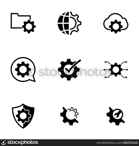 Set of simple icons on a theme settings, vector, design, collection, flat, sign, symbol,element, object, illustration, isolated. White background