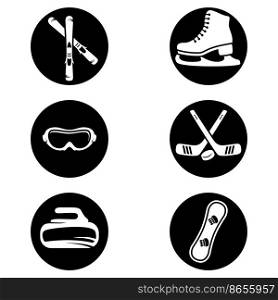 Set of simple icons on a theme sport, vector, design, collection, flat, sign, symbol,element, object, illustration, isolated. White background