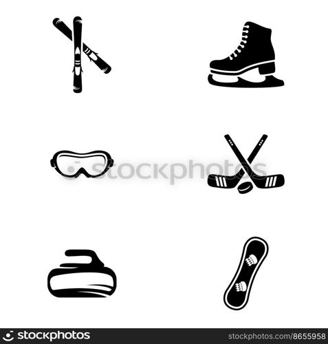 Set of simple icons on a theme sport, vector, design, collection, flat, sign, symbol,element, object, illustration, isolated. White background