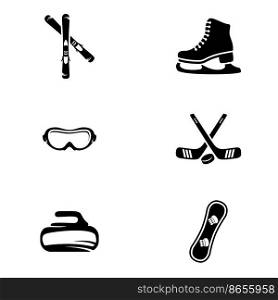 Set of simple icons on a theme sport, vector, design, collection, flat, sign, symbol,element, object, illustration, isolated. White background