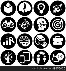 Set of simple icons on a theme start up, Project, business, vector, design, flat, sign, symbol, object, illustration. White background