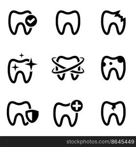 Set of simple icons on a theme Teeth, dentistry, vector, set. White background