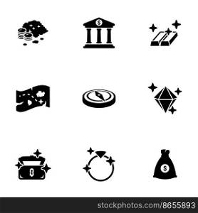 Set of simple icons on a theme Treasure, vector, design, collection, flat, sign, symbol,element, object, illustration, isolated. White background