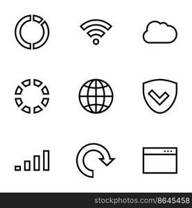 Set of simple icons on a theme Web, internet, communication, linear , vector, set. White background