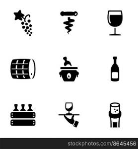 Set of simple icons on a theme Wine, alcoholic drink, storage, drink , vector, set. White background