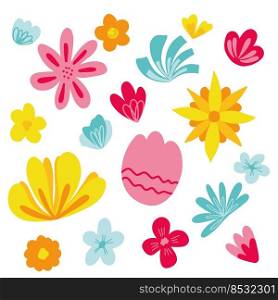 Set of simple Vector Flowers. Vector flat floral illustration.. Set of simple Vector Flowers. Vector flat floral illustration