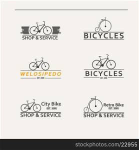 Set of simple vector logos for bicycles.. Set of simple vector logos for bicycles