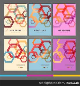 Set of six book covers the background hexagons.. Set of six book covers the background hexagons