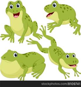 Set of six cute little frogs in cartoon style Vector Image
